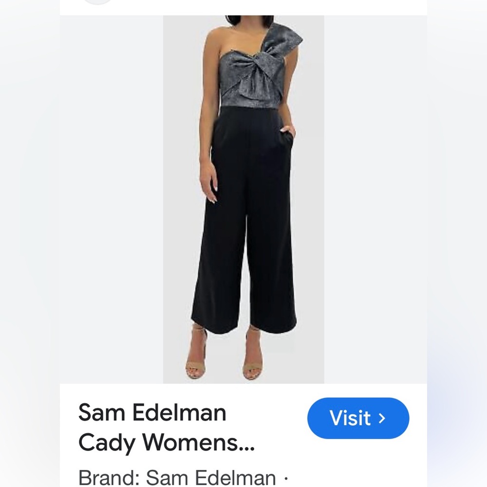 Sam Edelman Black Jumpsuit with strapless Neckline and Wide-Leg Design.
